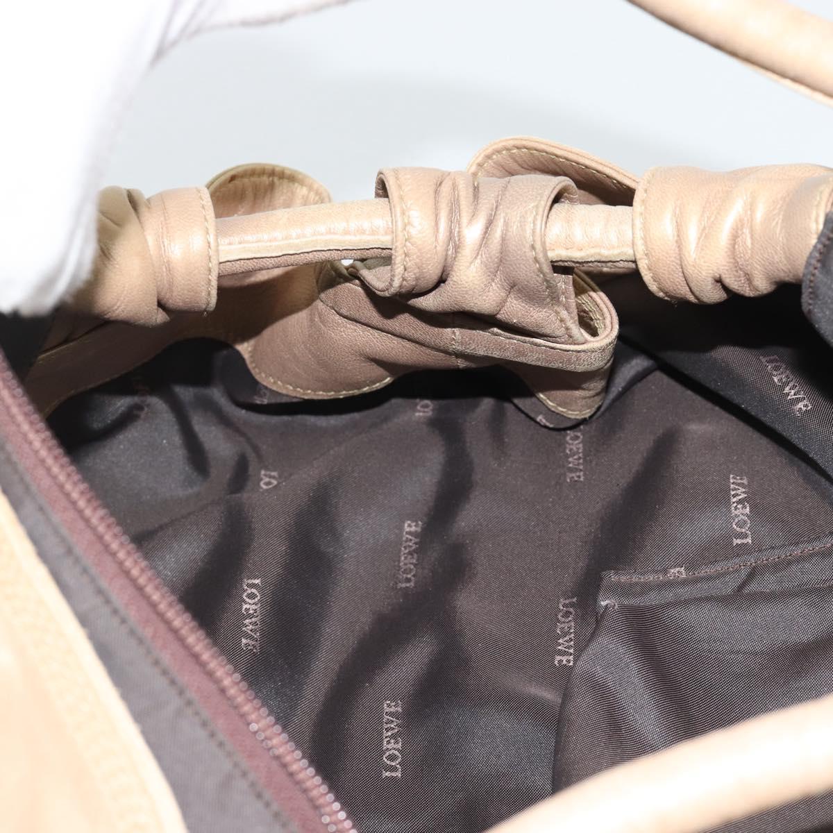 LOEWE Nappa Aire Anagram Hand Bag Leather Gold Auth 194382