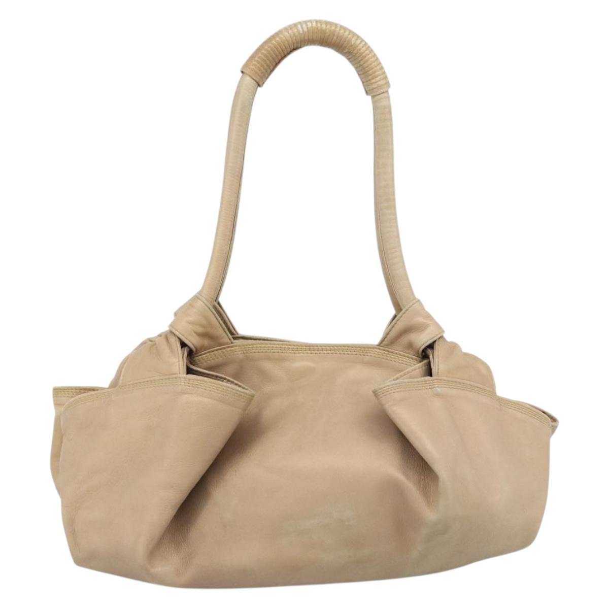 LOEWE Nappa Aire Anagram Hand Bag Leather Gold Auth 194382