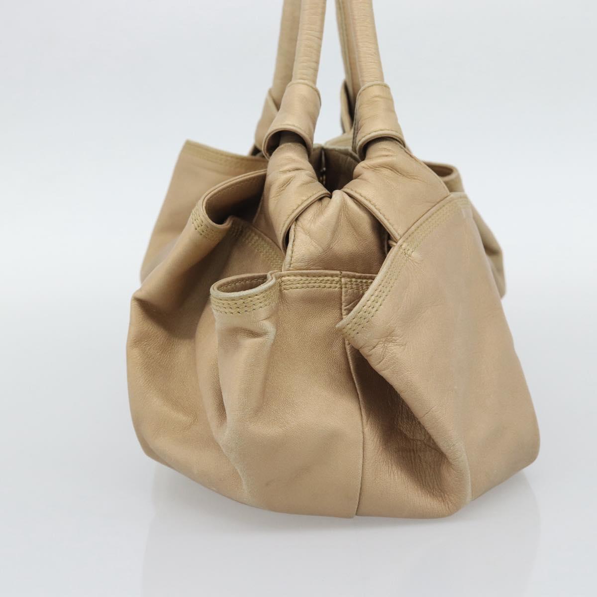 LOEWE Nappa Aire Anagram Hand Bag Leather Gold Auth 194382