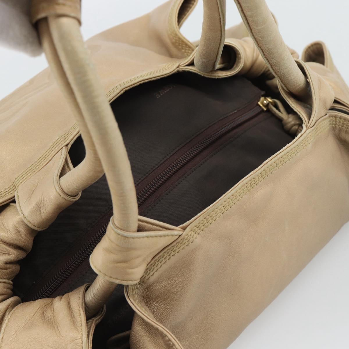 LOEWE Nappa Aire Anagram Hand Bag Leather Gold Auth 194382