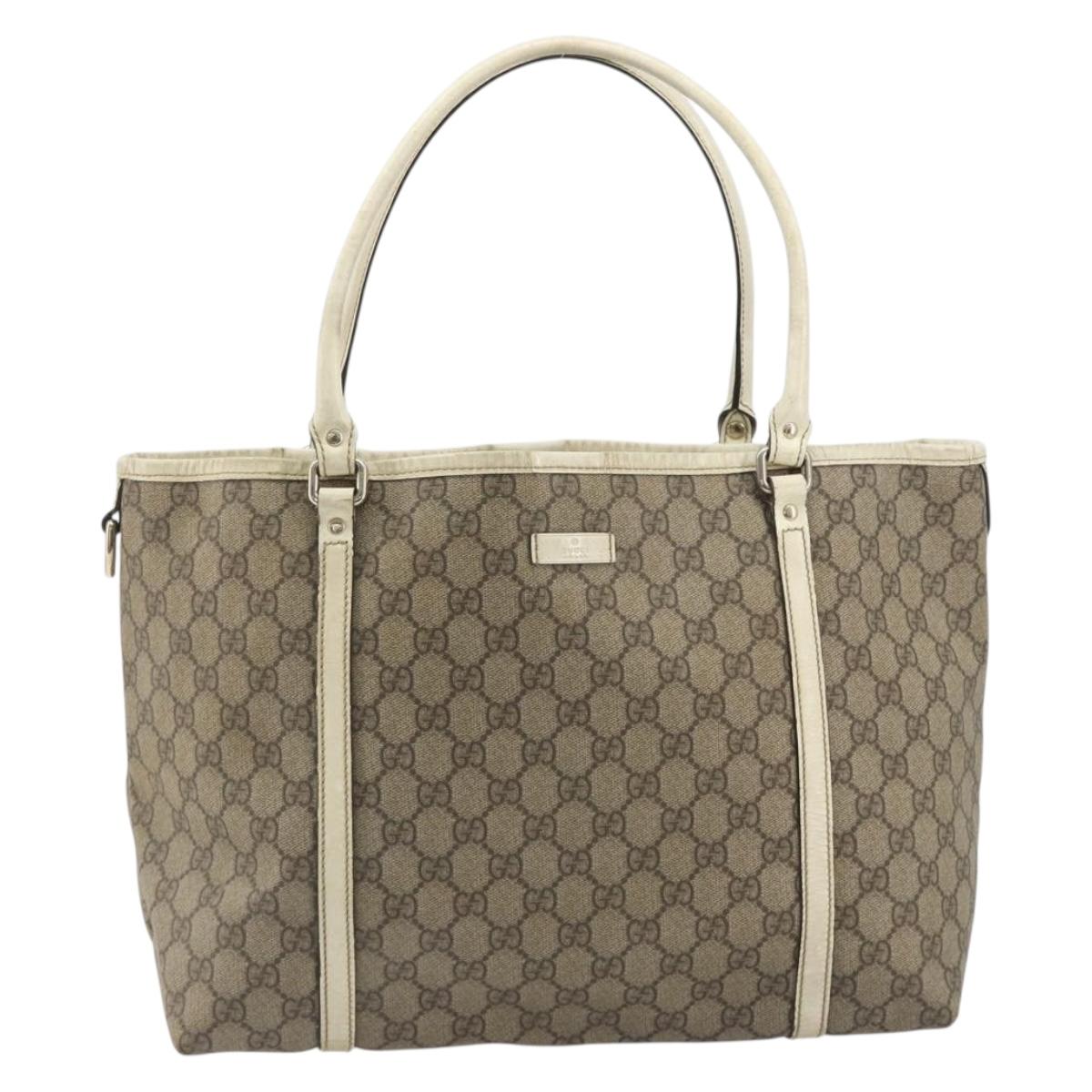 GUCCI GG Supreme Tote Bag PVC Beige Gold 197953 Auth 194383
