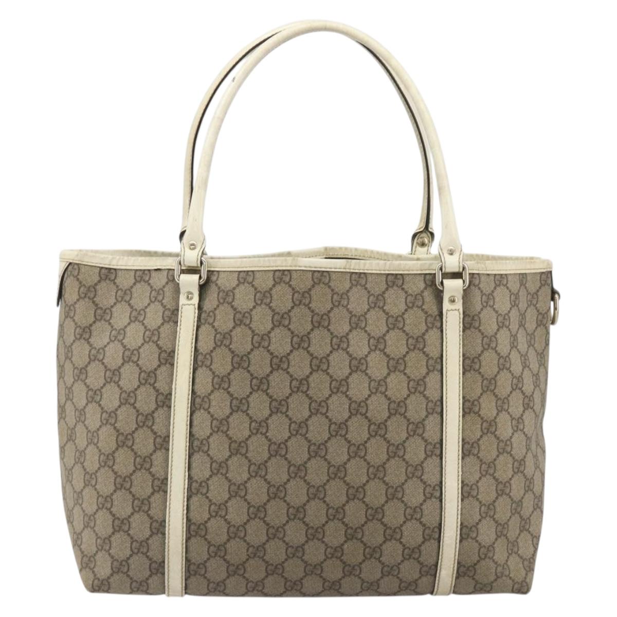 GUCCI GG Supreme Tote Bag PVC Beige Gold 197953 Auth 194383