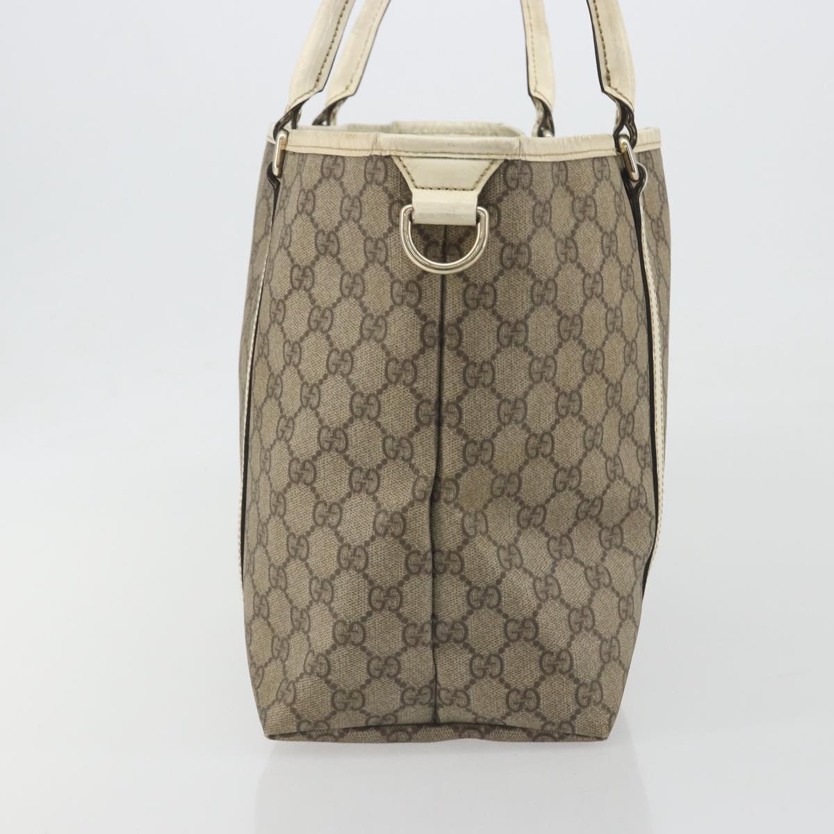 GUCCI GG Supreme Tote Bag PVC Beige Gold 197953 Auth 194383