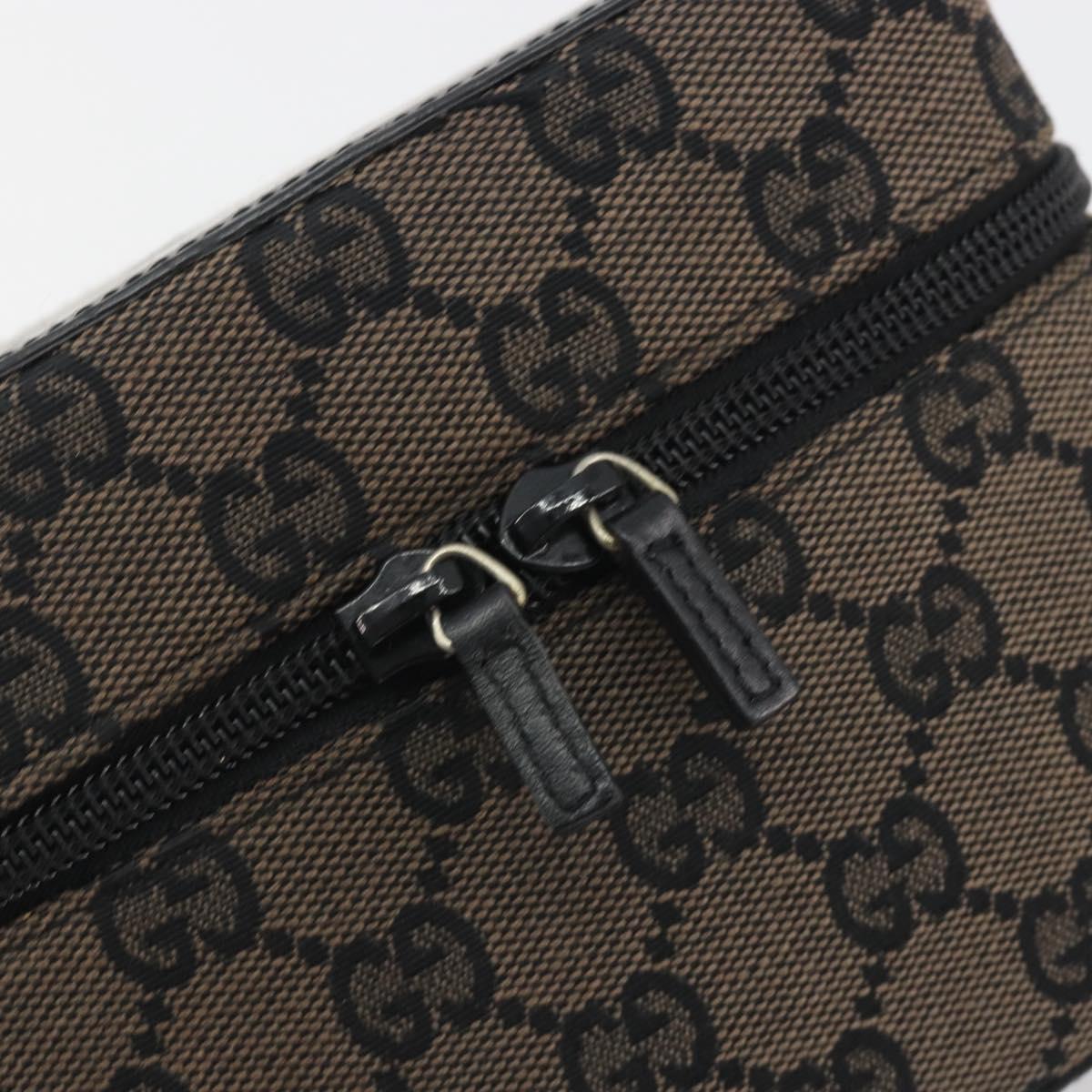 GUCCI GG Canvas Vanity Hand Bag Black Silver 039 1051 Auth 194389A