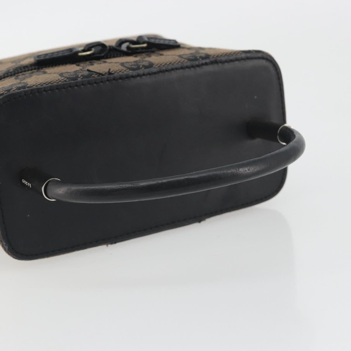 GUCCI GG Canvas Vanity Hand Bag Black Silver 039 1051 Auth 194389A