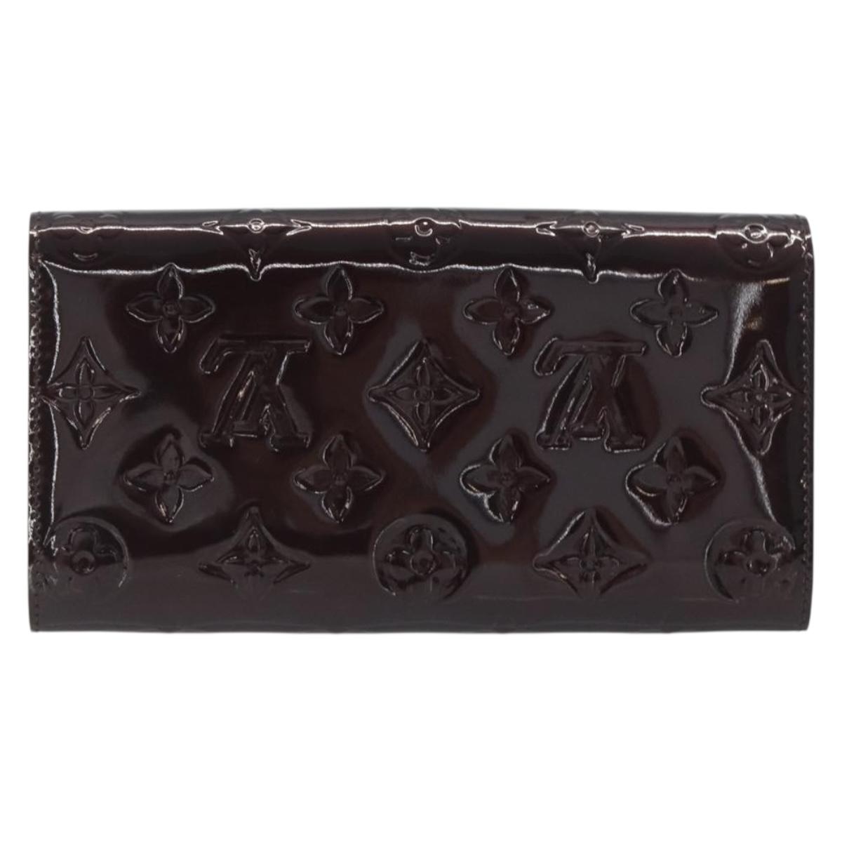 LOUIS VUITTON Monogram Vernis Portefeuille Sarah Long Wallet Rouge Favist M91521 LV Auth 194392A