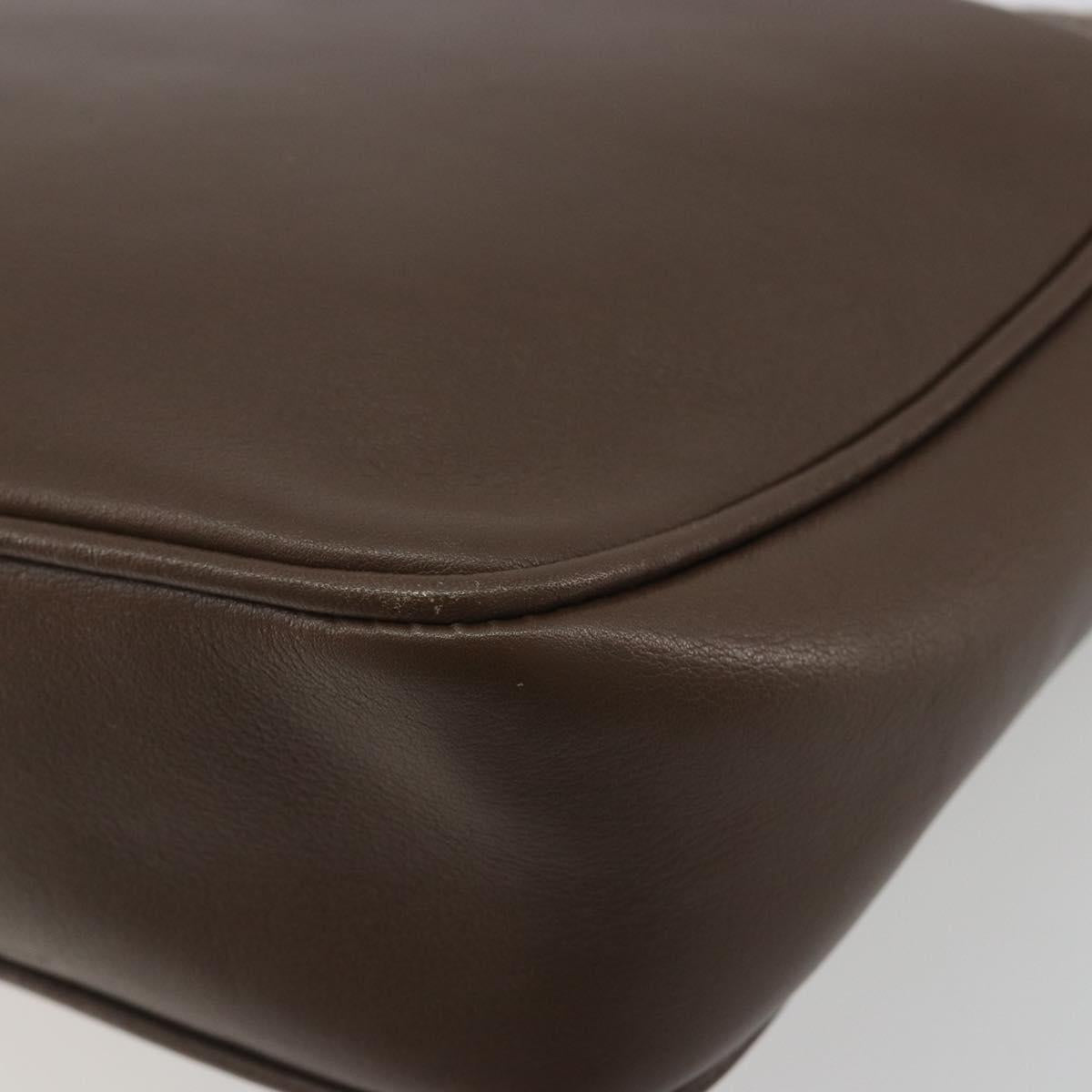 CELINE Shoulder Bag Leather Brown Gold Auth 194395A