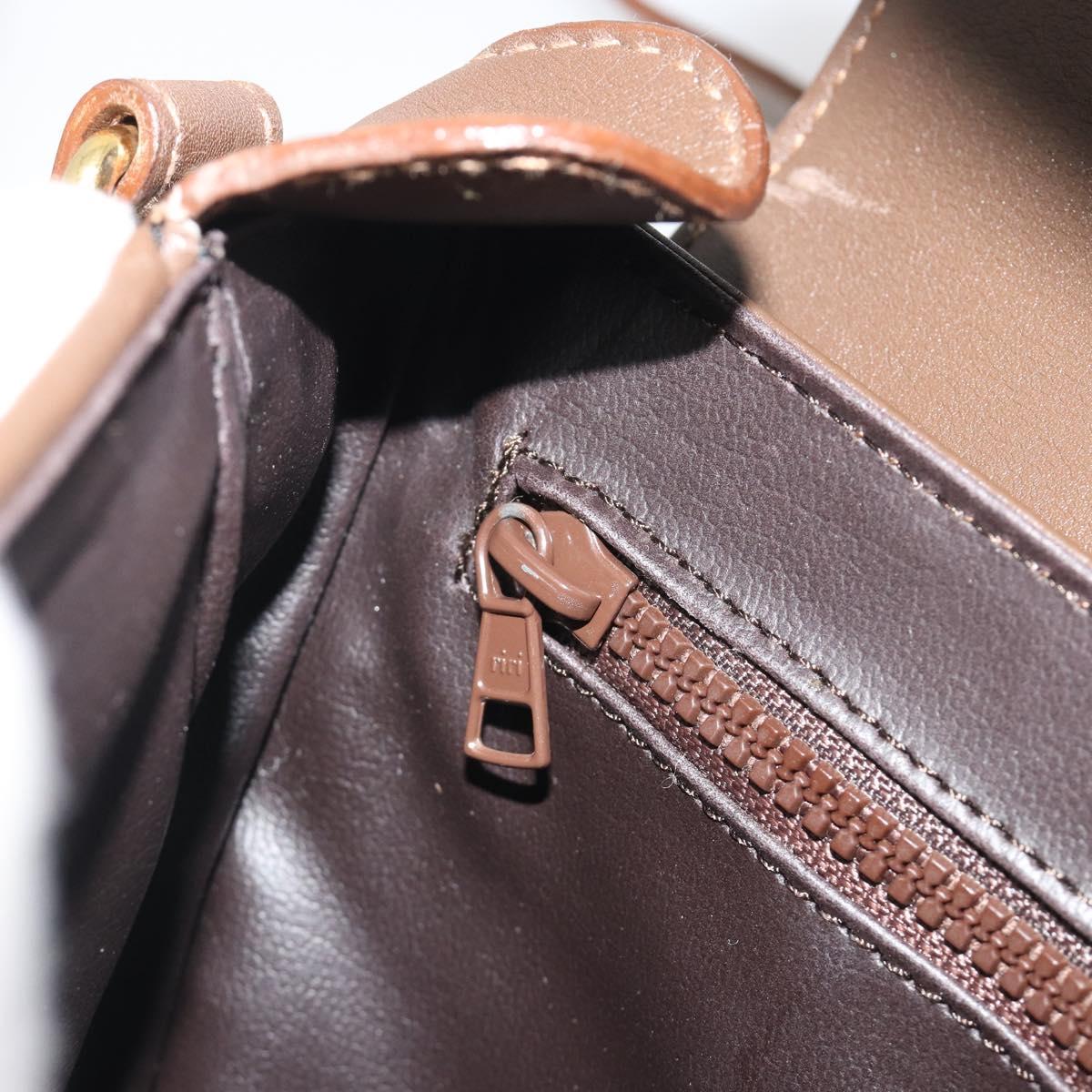 CELINE Shoulder Bag Leather Brown Gold Auth 194395A