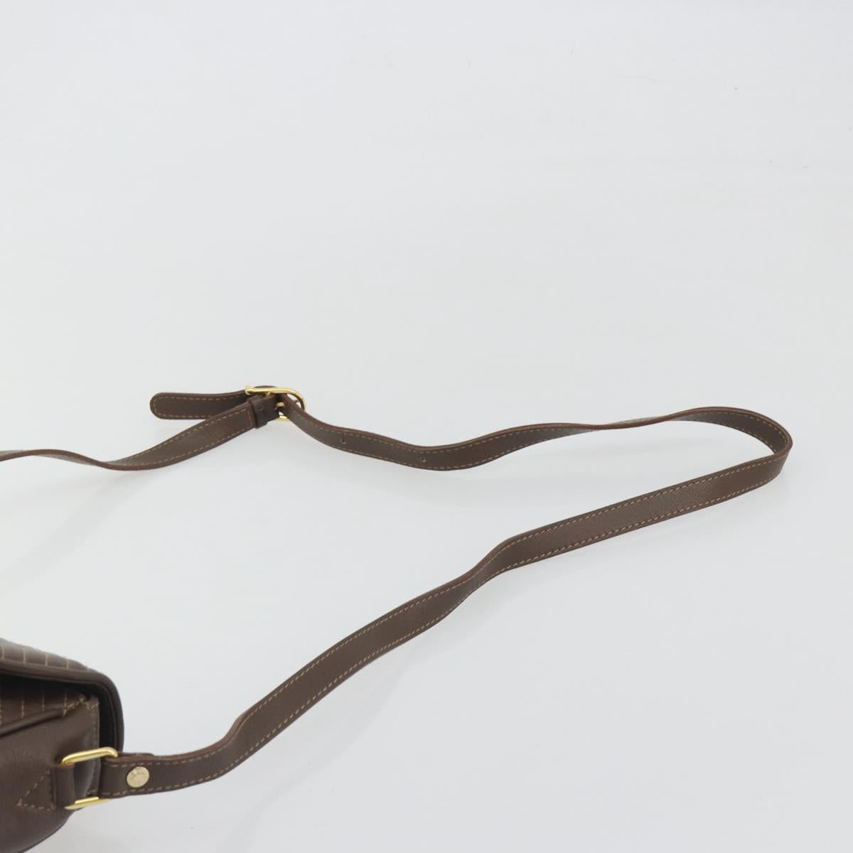CELINE Shoulder Bag Leather Brown Gold Auth 194395A