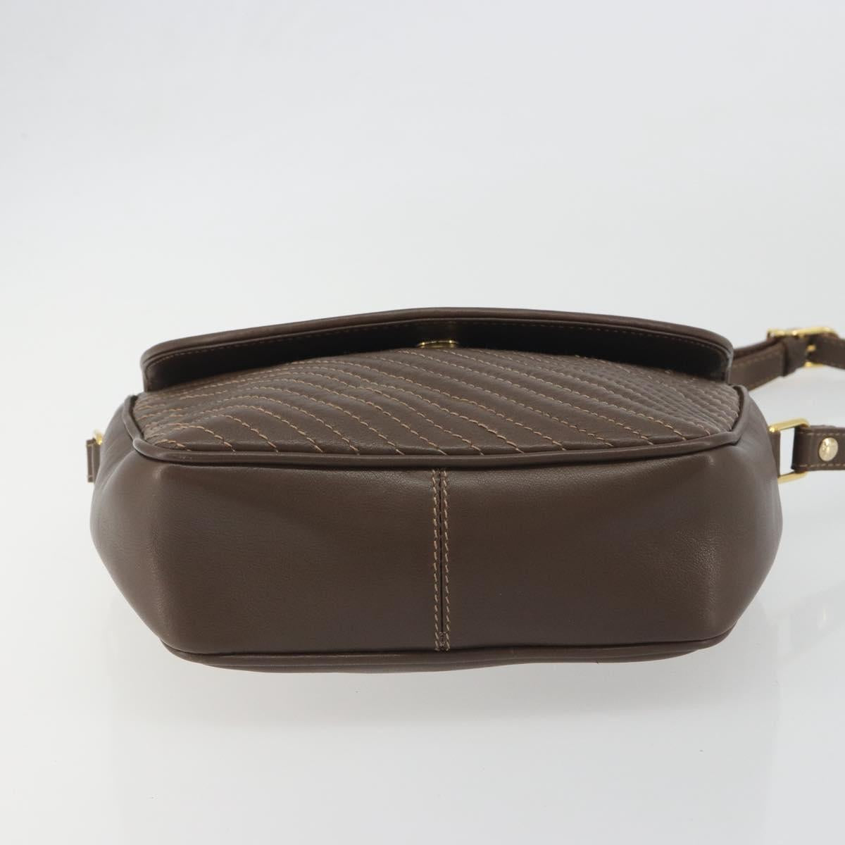 CELINE Shoulder Bag Leather Brown Gold Auth 194395A