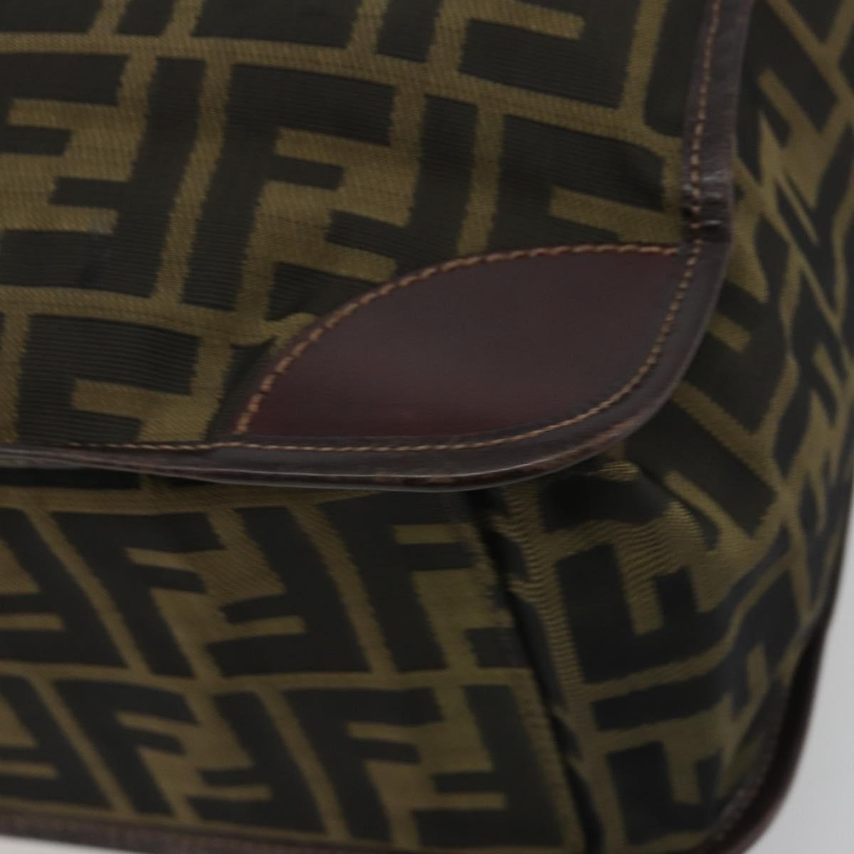 FENDI Zucca Canvas Hand Bag Brown Black Auth 194401