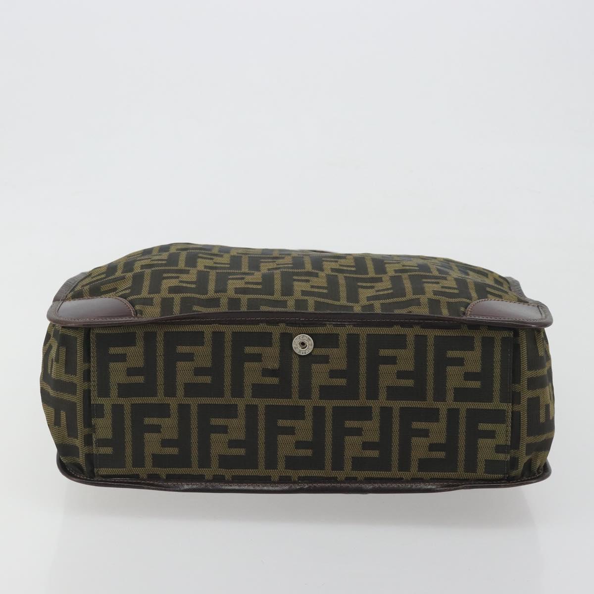 FENDI Zucca Canvas Hand Bag Brown Black Auth 194401