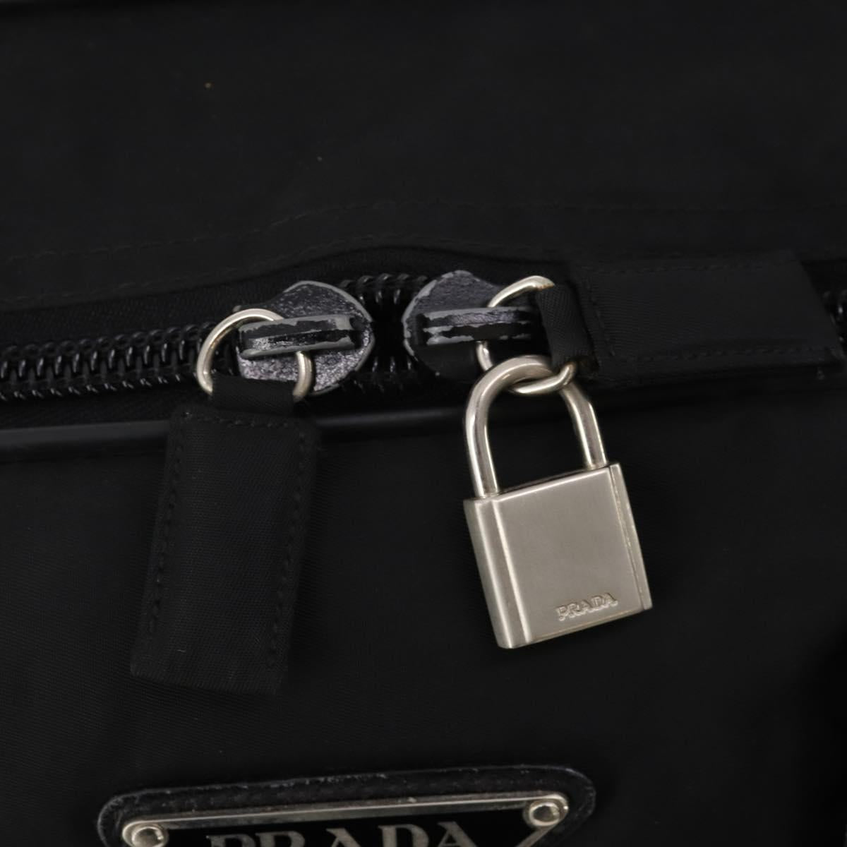 PRADA Boston Bag Nylon 2way Black Silver Auth 194402