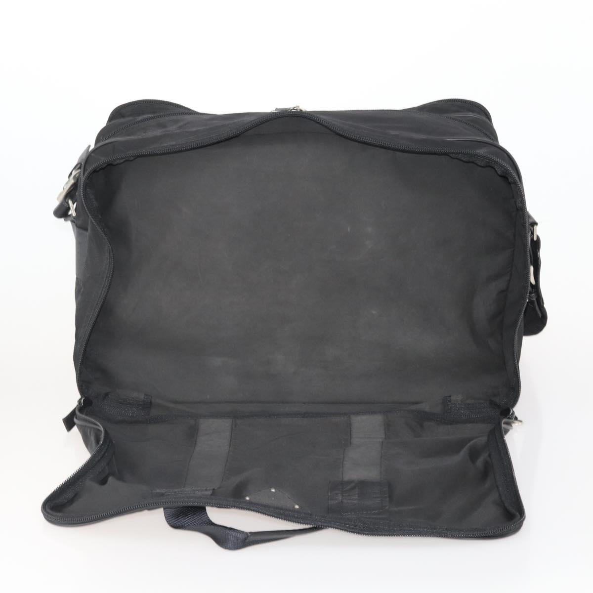 PRADA Boston Bag Nylon 2way Black Silver Auth 194402