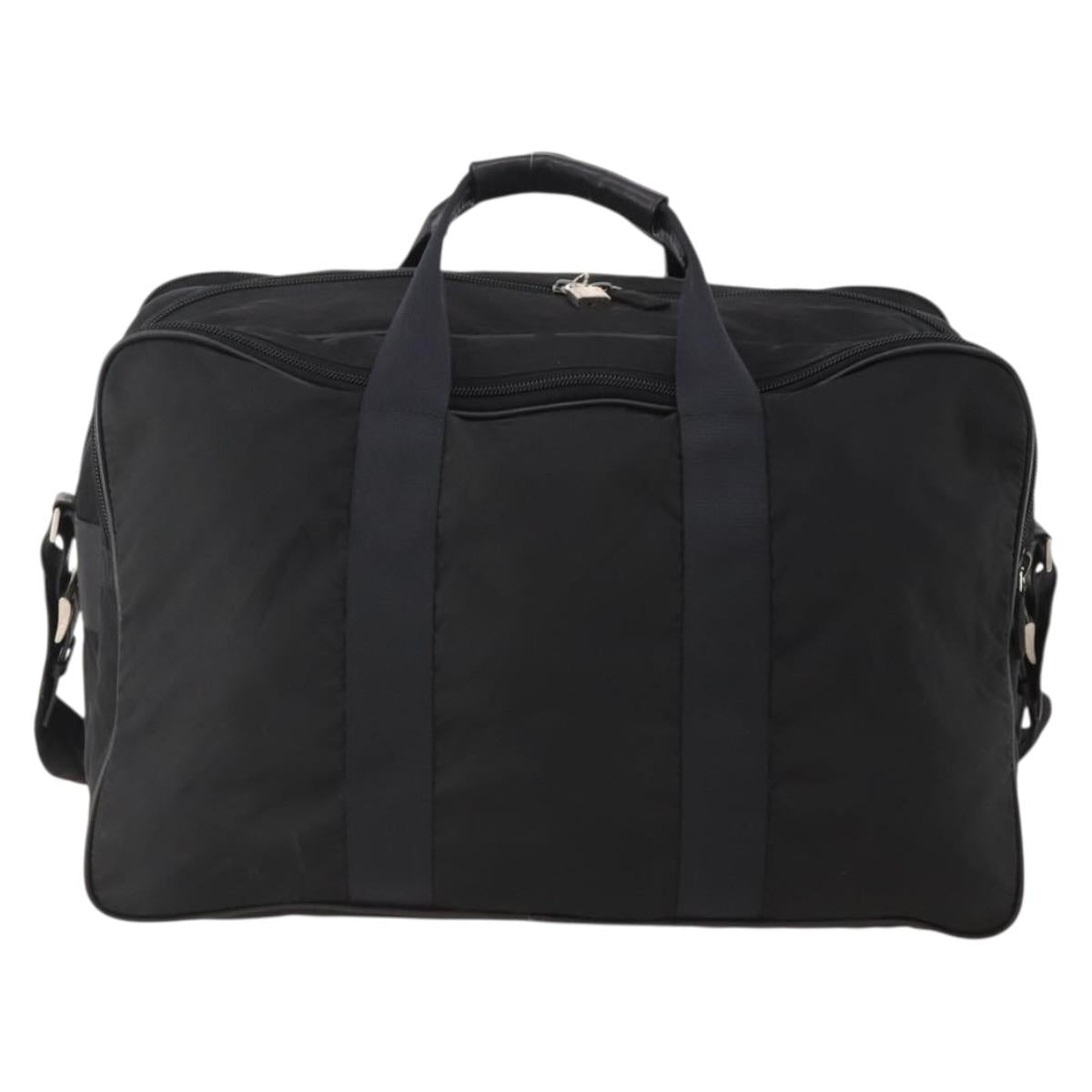 PRADA Boston Bag Nylon 2way Black Silver Auth 194402