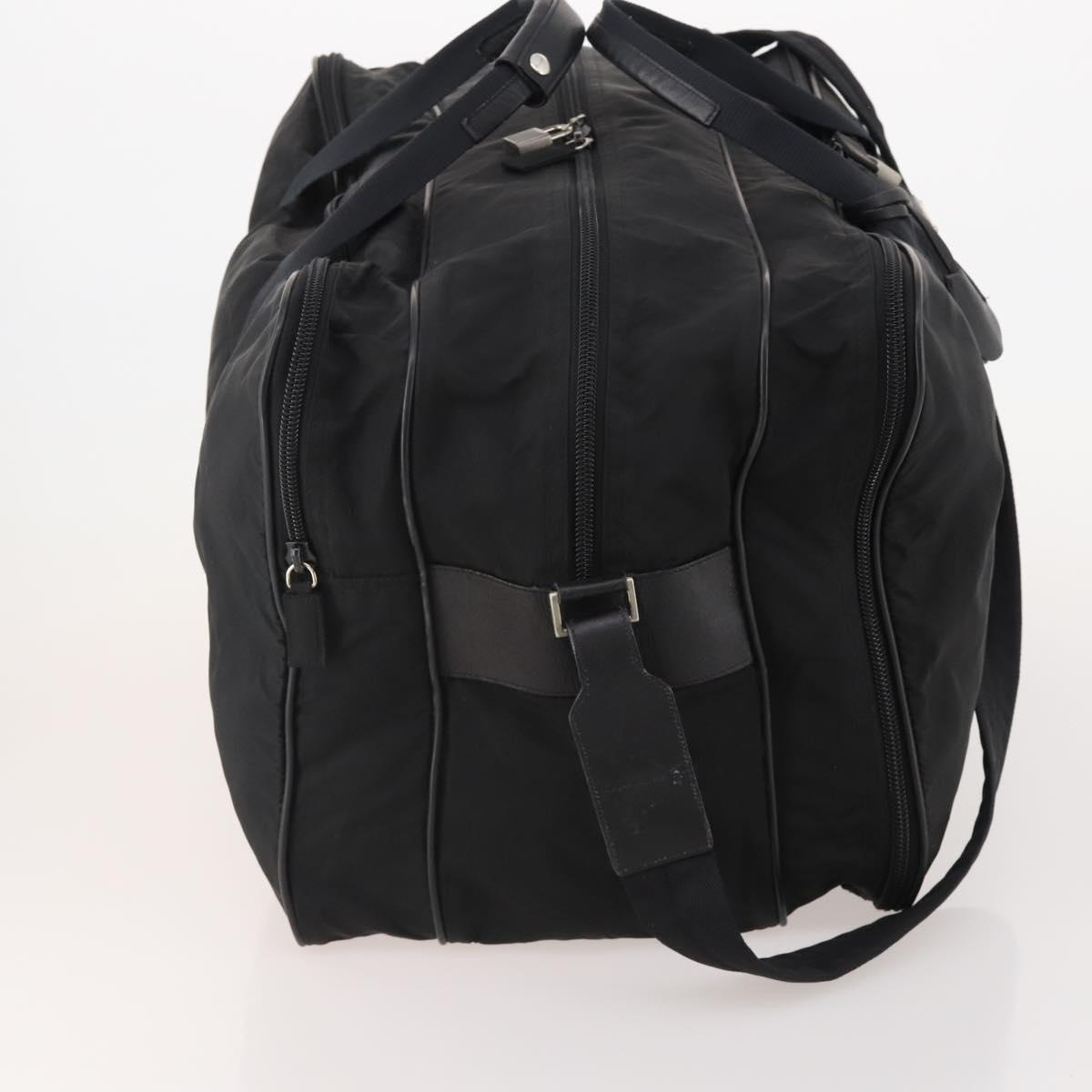 PRADA Boston Bag Nylon 2way Black Silver Auth 194402