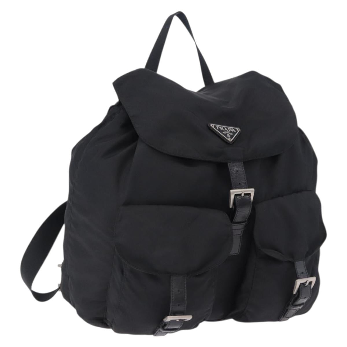 PRADA Backpack Nylon Black Silver Auth 194403