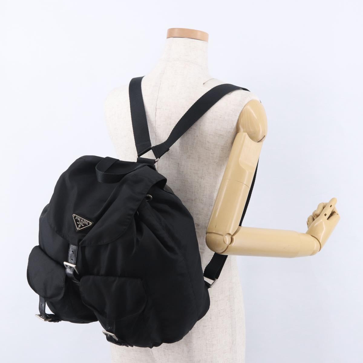 PRADA Backpack Nylon Black Silver Auth 194403