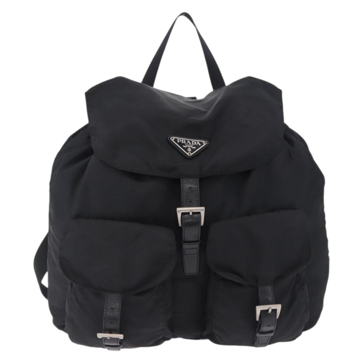 PRADA Backpack Nylon Black Silver Auth 194403