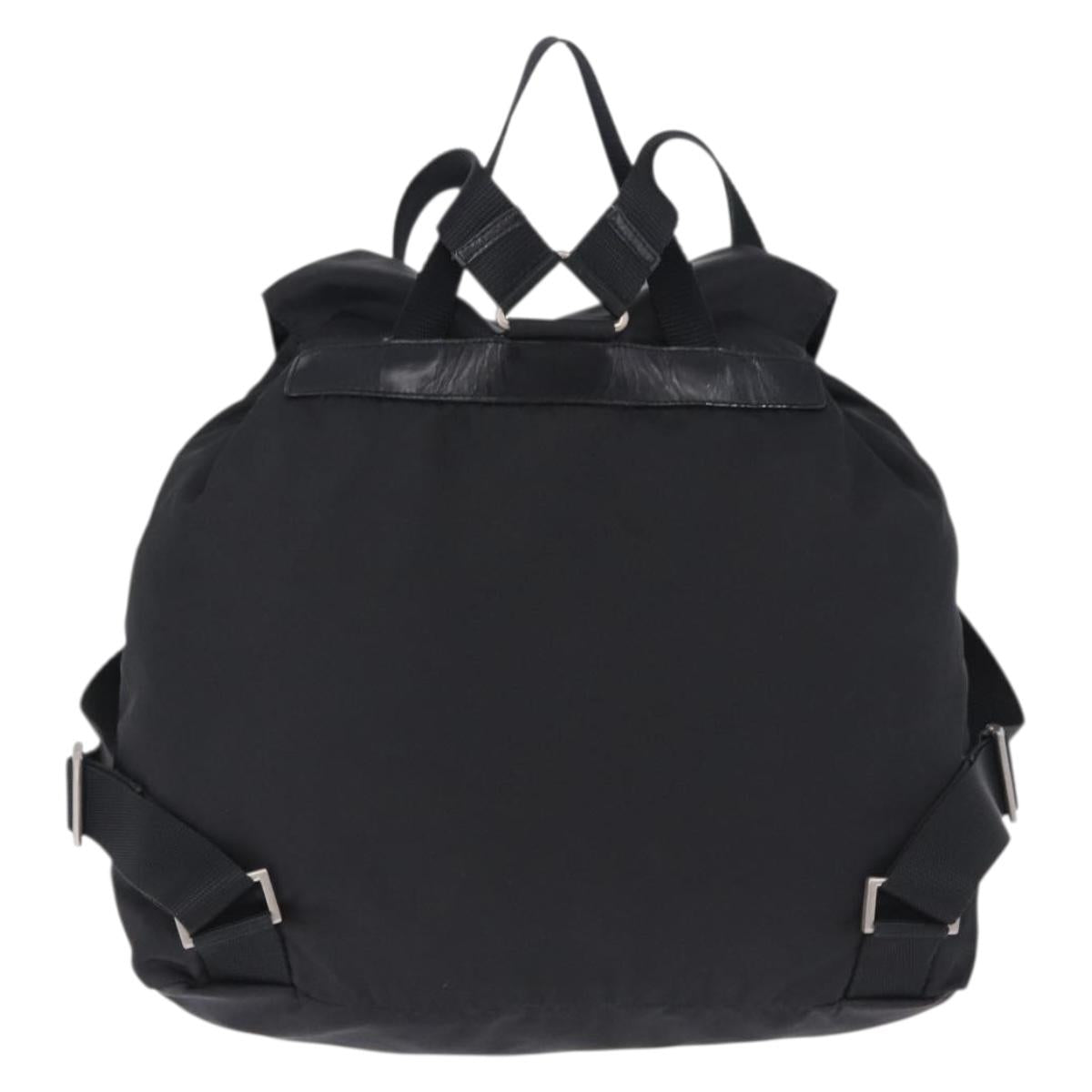 PRADA Backpack Nylon Black Silver Auth 194403