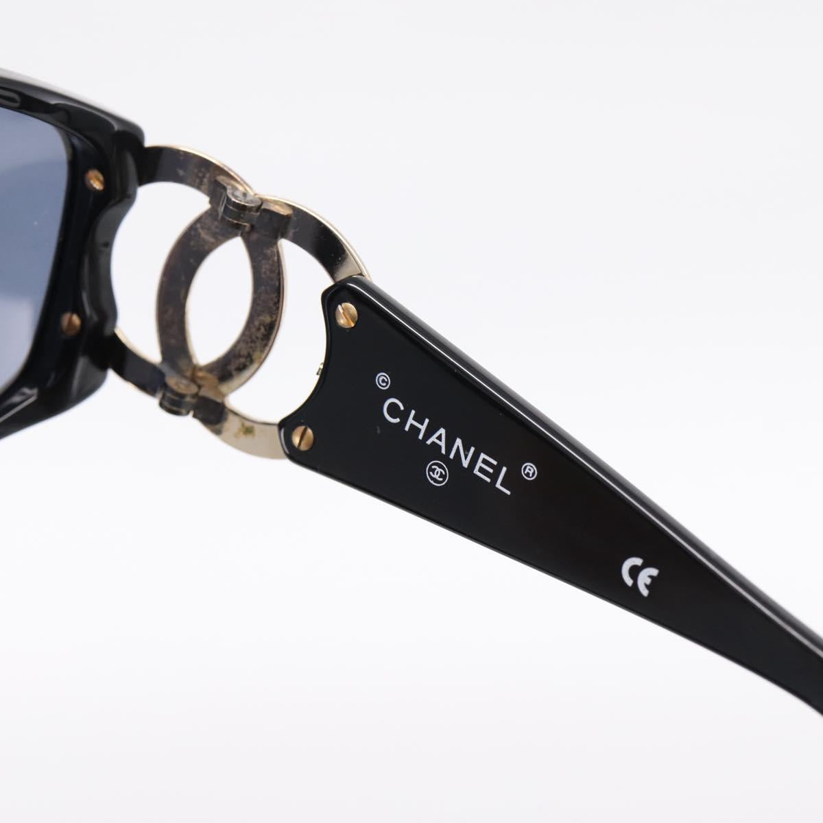 CHANEL Sunglasses plastic Black CC Auth 194406