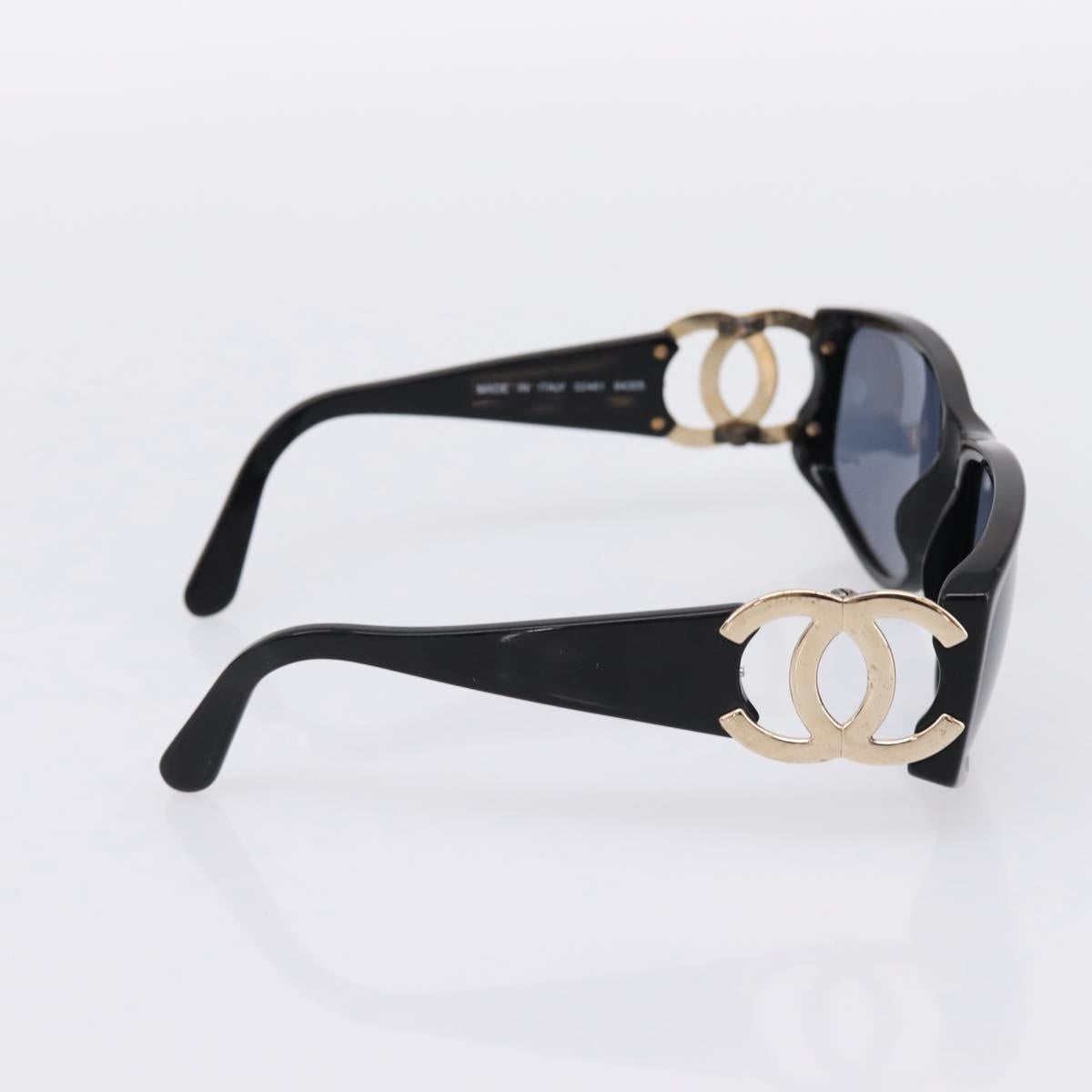CHANEL Sunglasses plastic Black CC Auth 194406