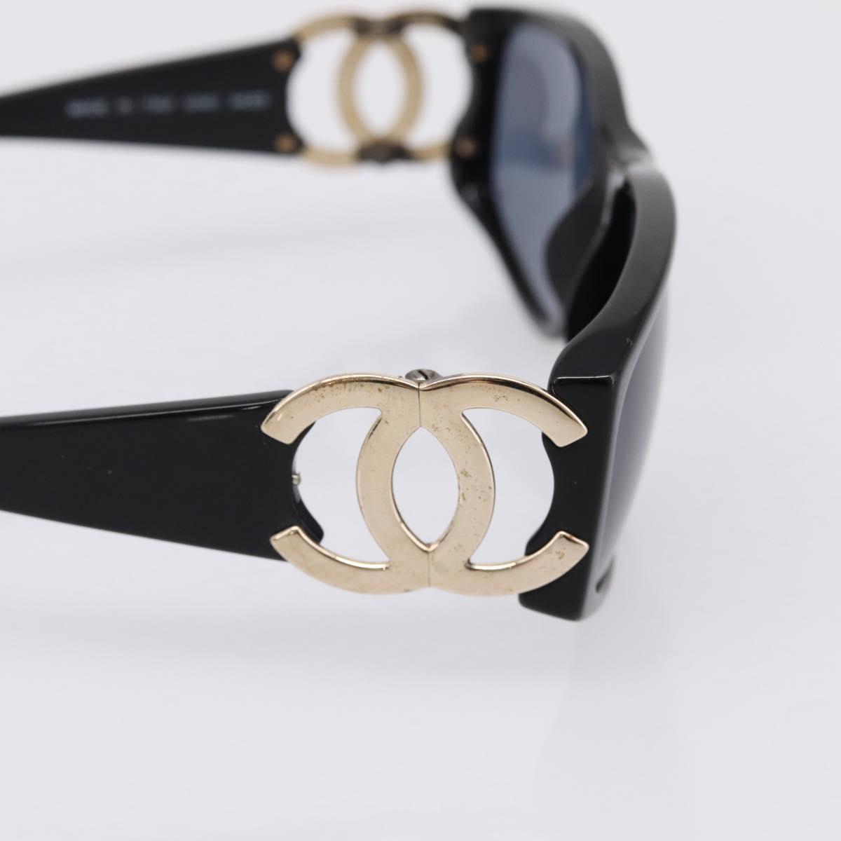 CHANEL Sunglasses plastic Black CC Auth 194406