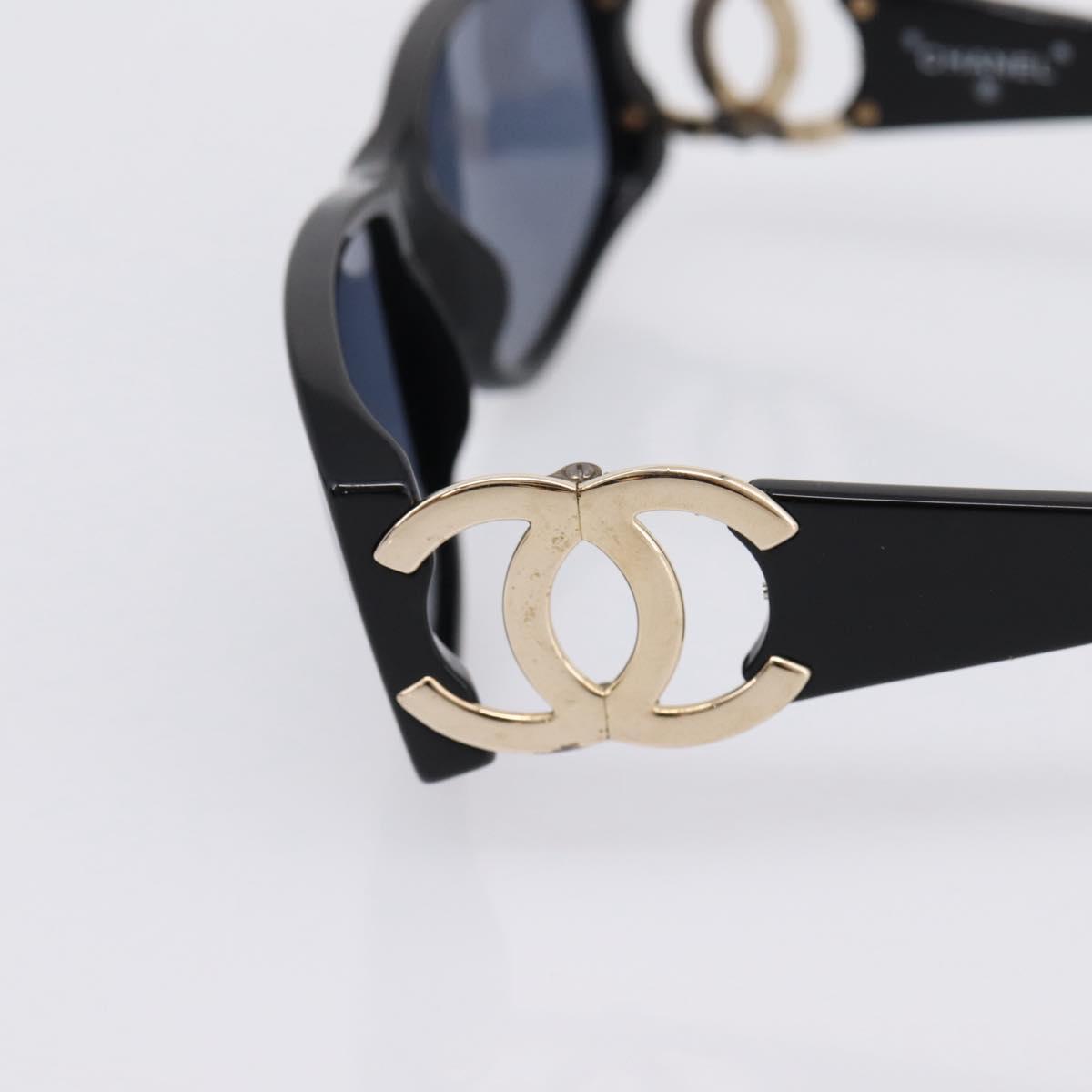 CHANEL Sunglasses plastic Black CC Auth 194406