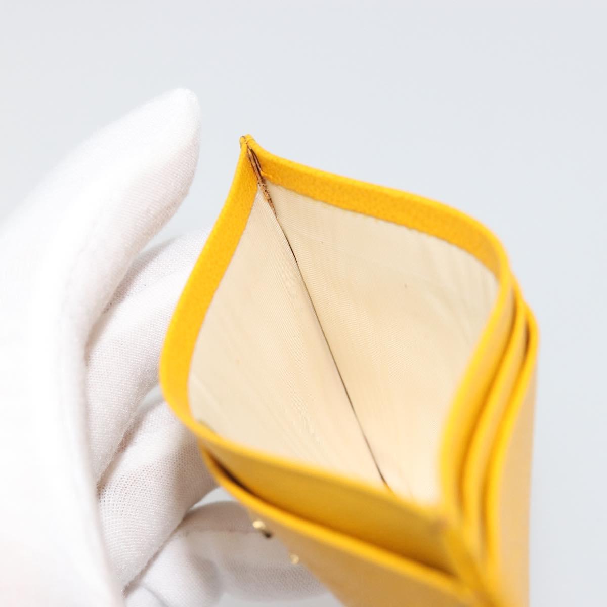 CHANEL Card Case Leather Yellow Gold Tone CC Auth 194407M