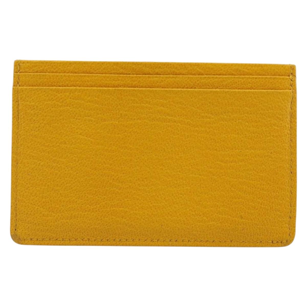 CHANEL Card Case Leather Yellow Gold Tone CC Auth 194407M