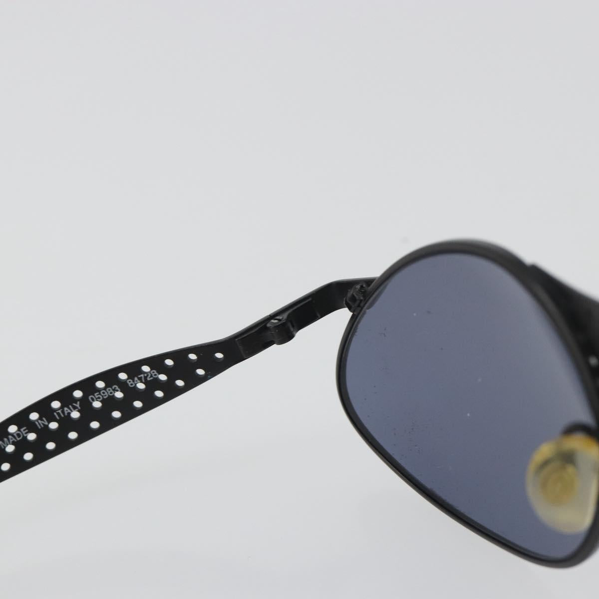 CHANEL Sunglasses Plastic Black Gold Tone CC Auth 194408