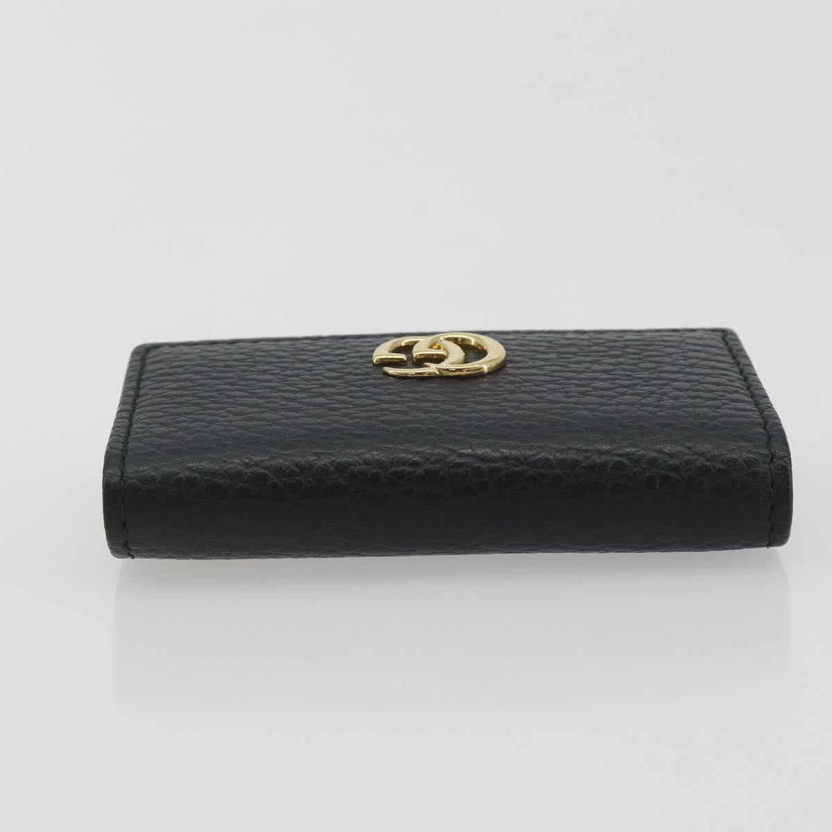 GUCCI GG Marmont Key Case Leather Black Gold Tone 456118 Auth 194409A
