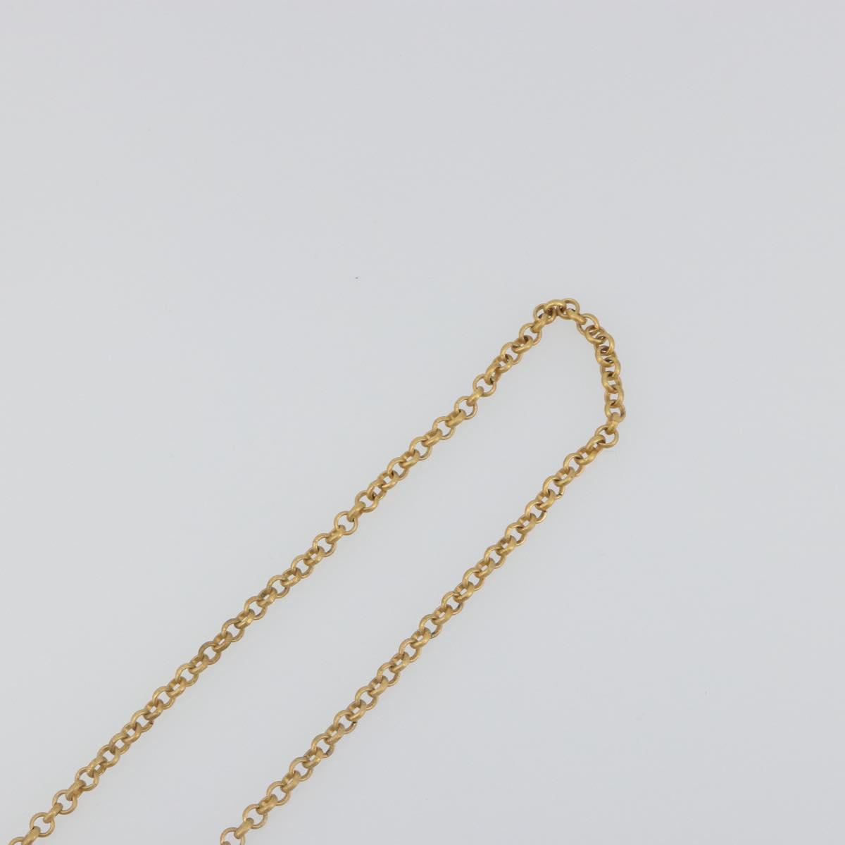 CHANEL Perfume Necklace Metal Gold Tone Clear CC Auth 194412