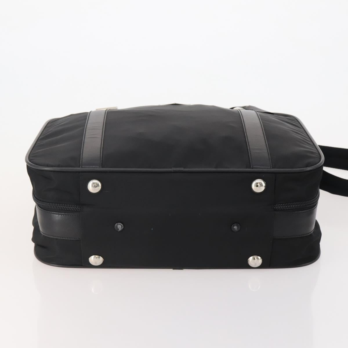 PRADA Boston Bag Nylon 2way Black Silver Auth 194414