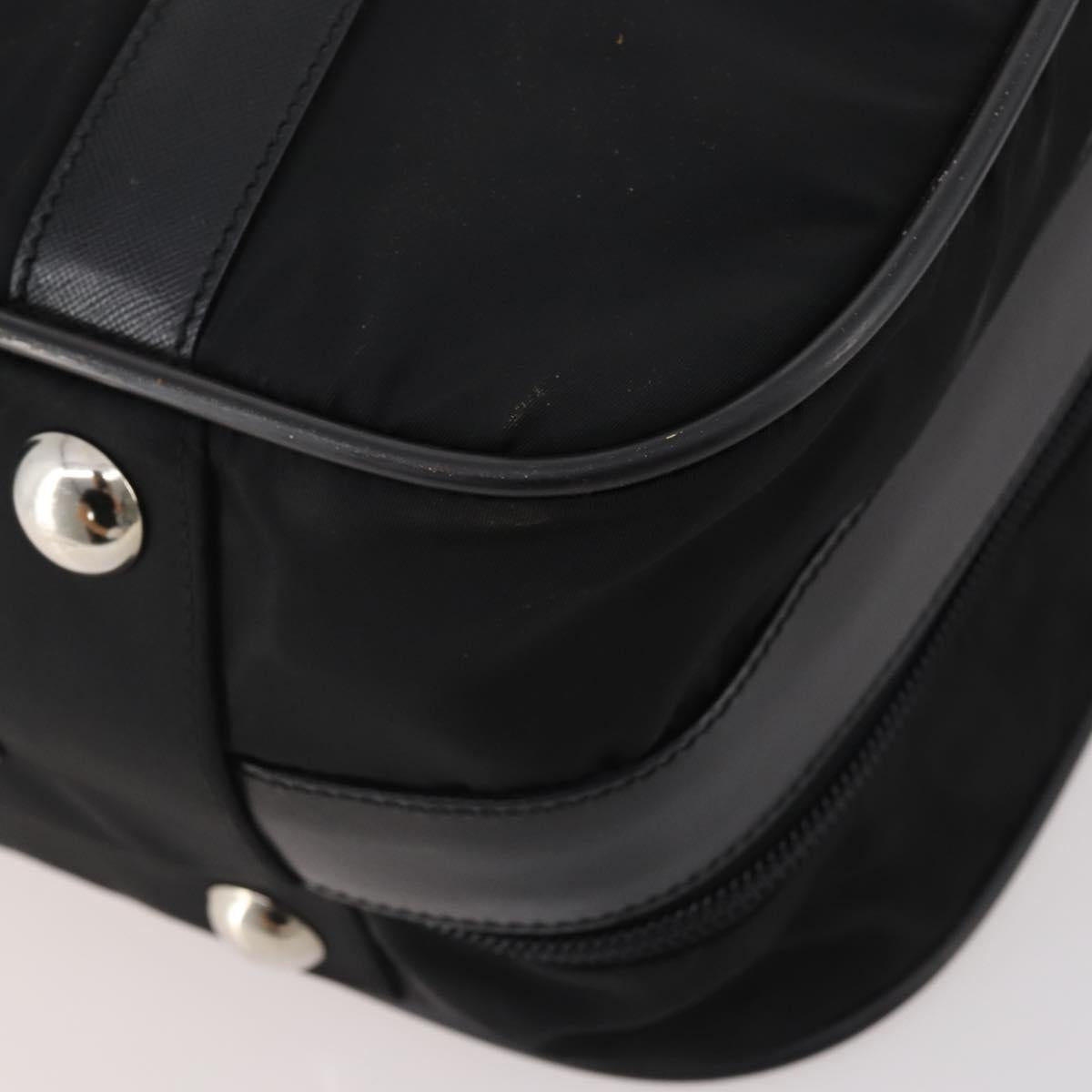 PRADA Boston Bag Nylon 2way Black Silver Auth 194414