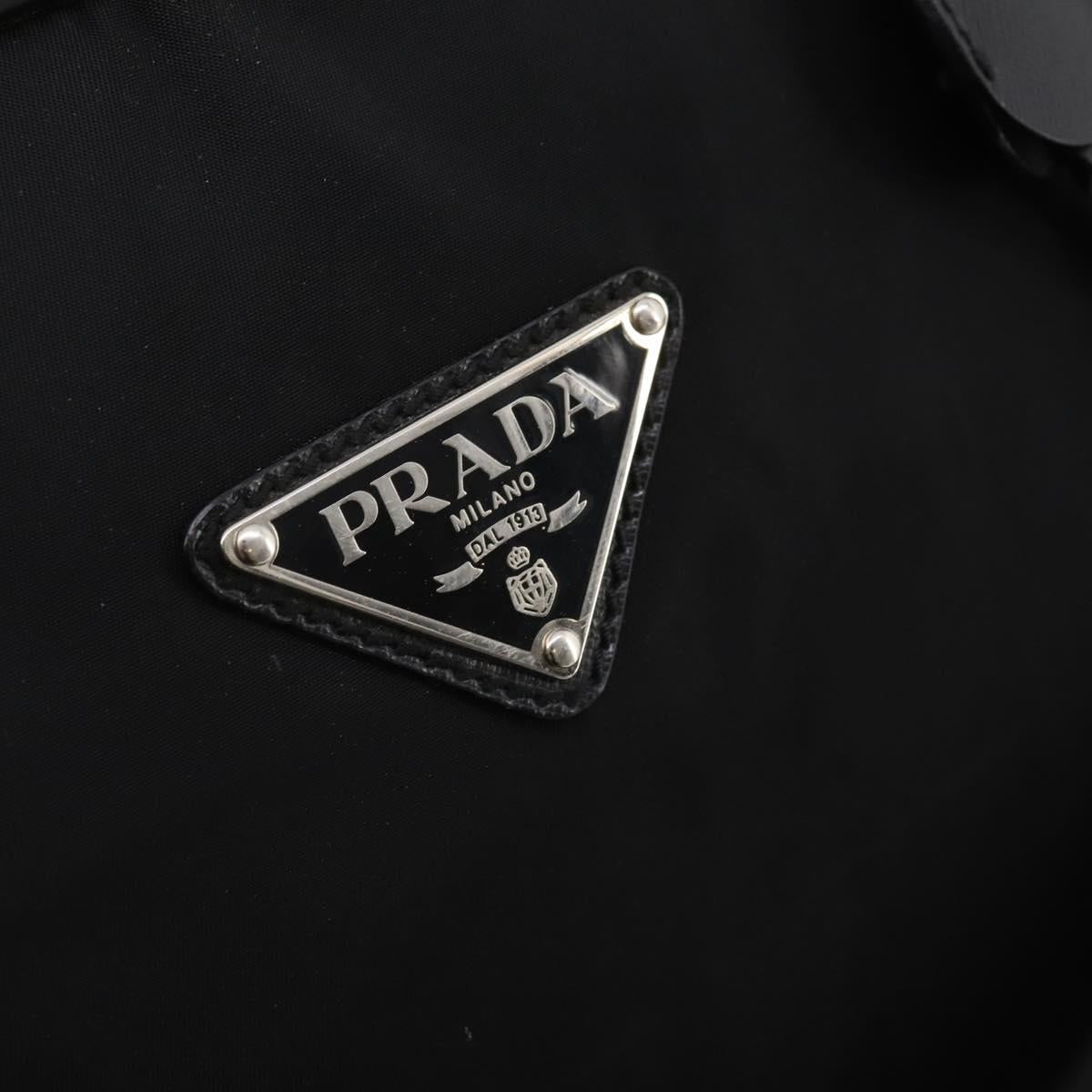 PRADA Boston Bag Nylon 2way Black Silver Auth 194414
