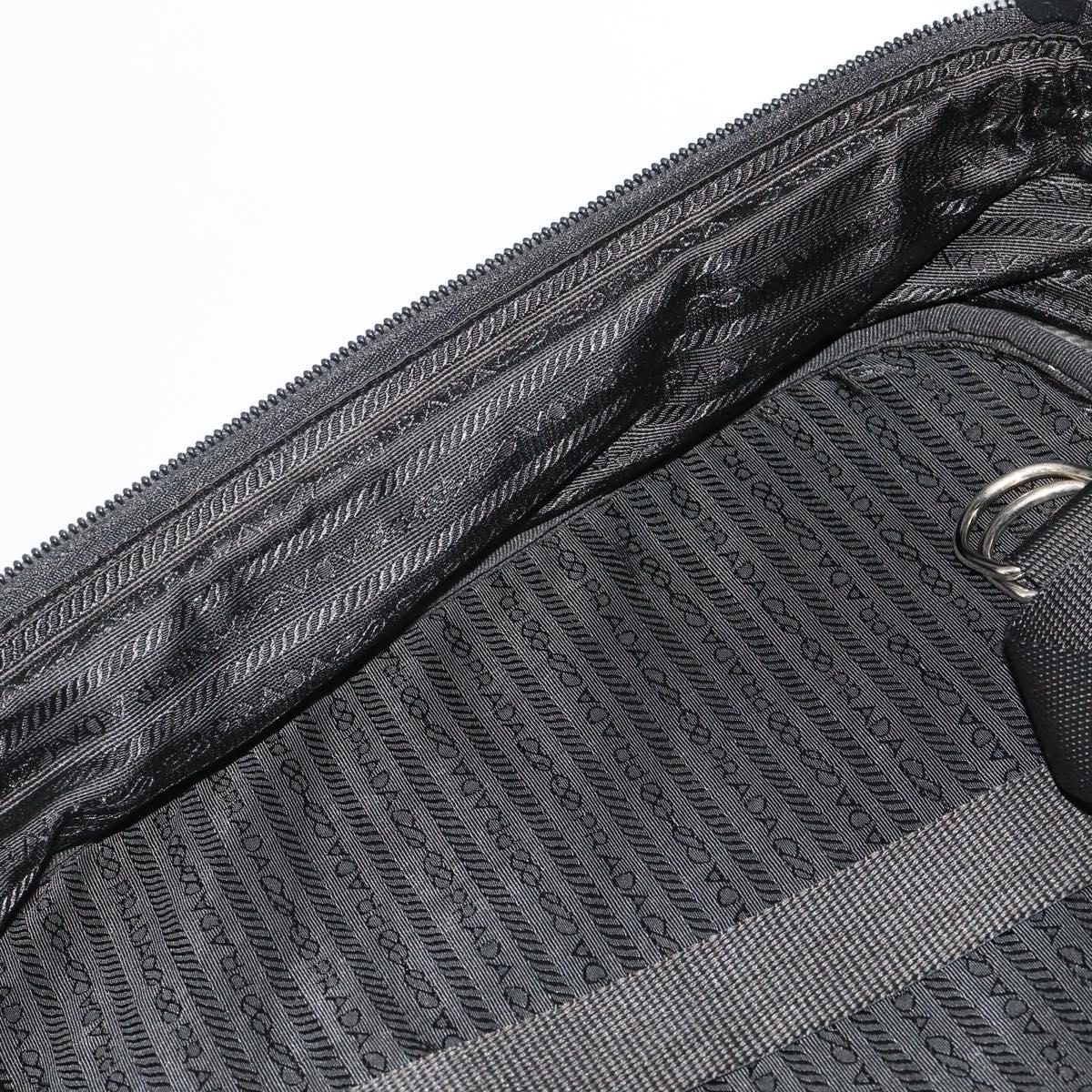 PRADA Boston Bag Nylon 2way Black Silver Auth 194414