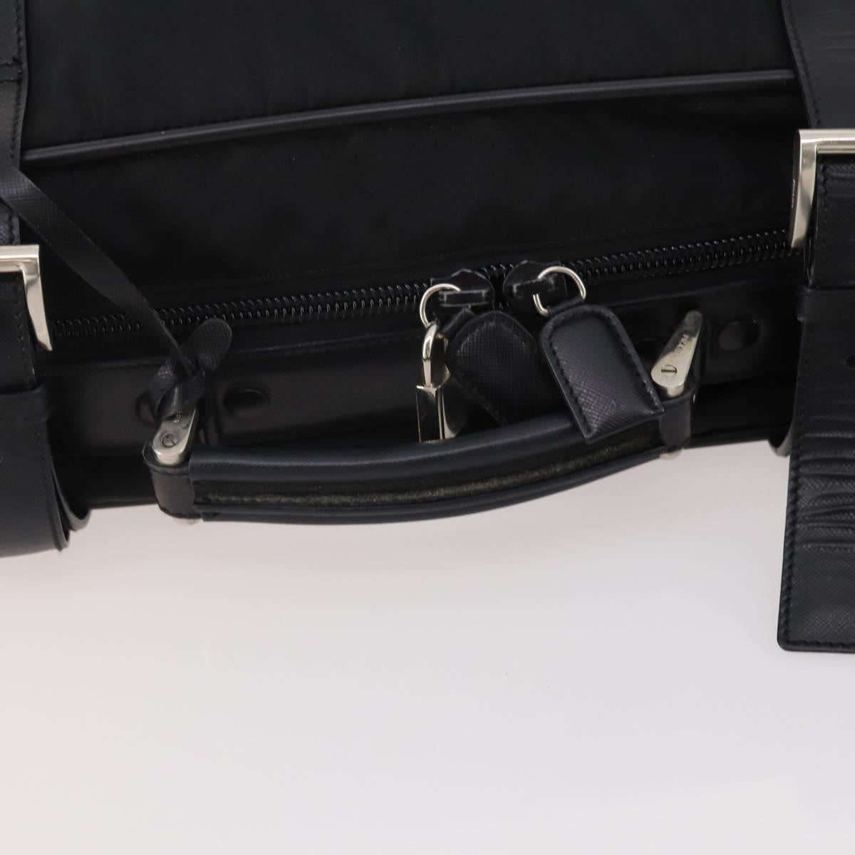 PRADA Boston Bag Nylon 2way Black Silver Auth 194414