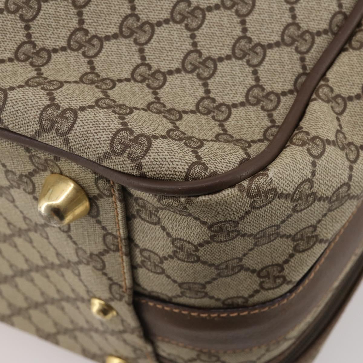 GUCCI GG Supreme Web Sherry Line Trunk PVC Beige Gold Auth 194417