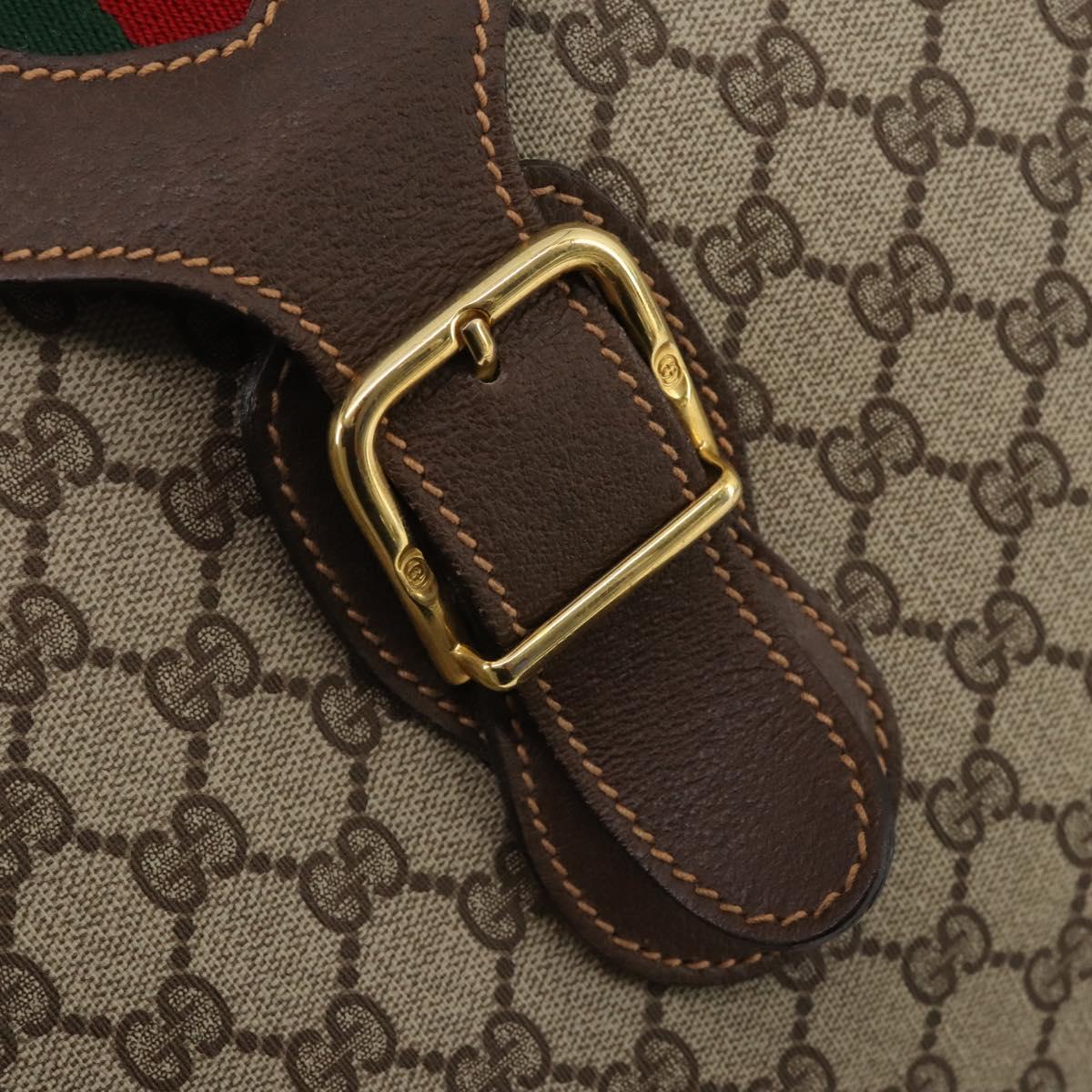 GUCCI GG Supreme Web Sherry Line Trunk PVC Beige Gold Auth 194417