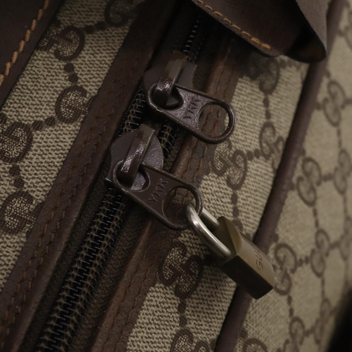 GUCCI GG Supreme Web Sherry Line Trunk PVC Beige Gold Auth 194417