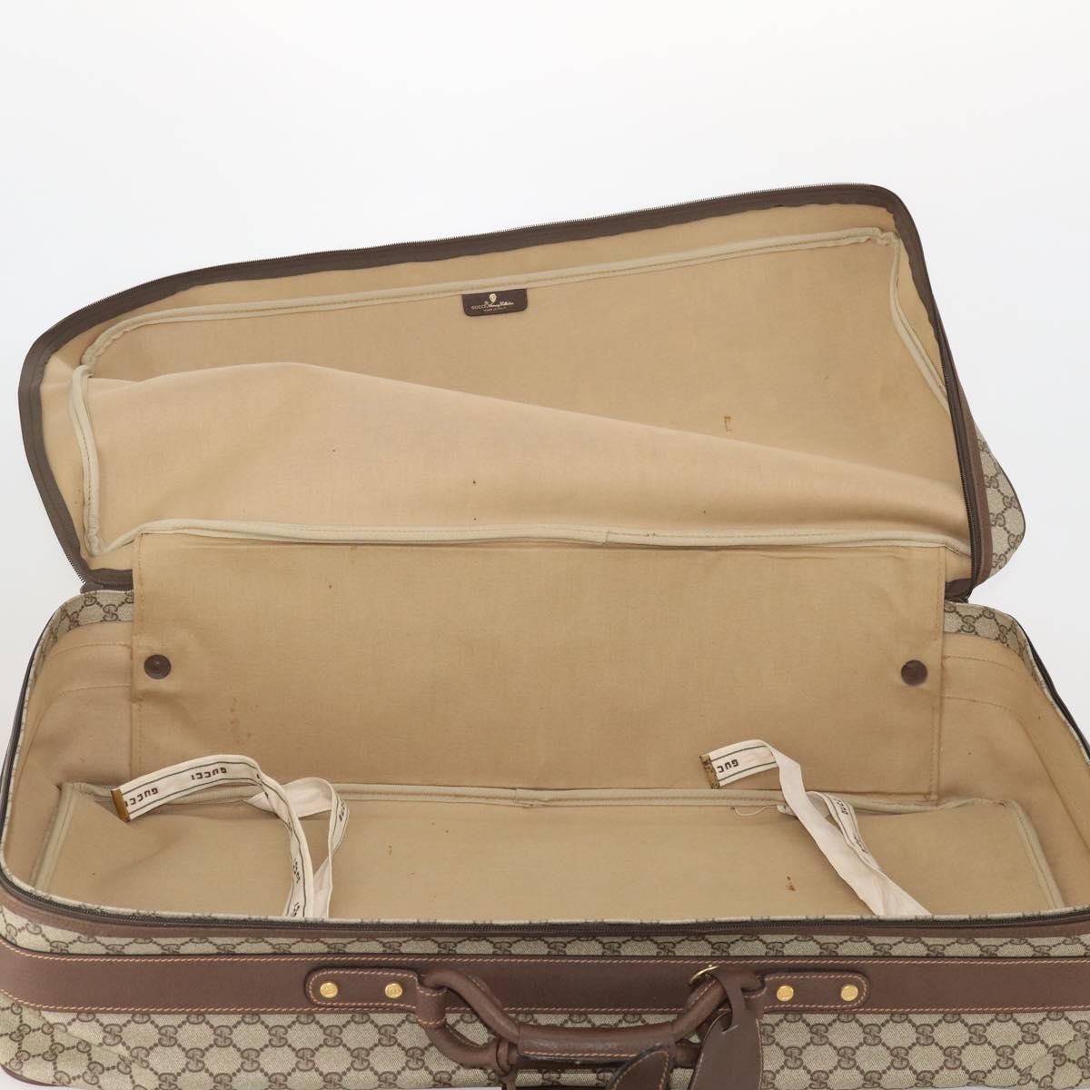 GUCCI GG Supreme Web Sherry Line Trunk PVC Beige Gold Auth 194417