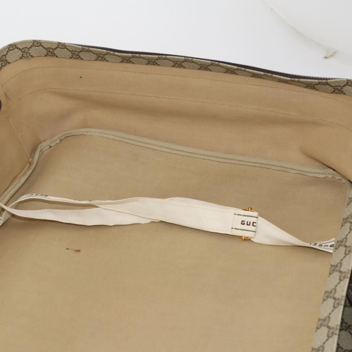 GUCCI GG Supreme Web Sherry Line Trunk PVC Beige Gold Auth 194417