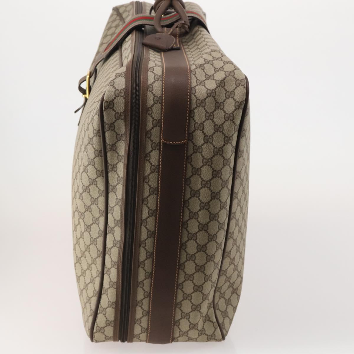 GUCCI GG Supreme Web Sherry Line Trunk PVC Beige Gold Auth 194417