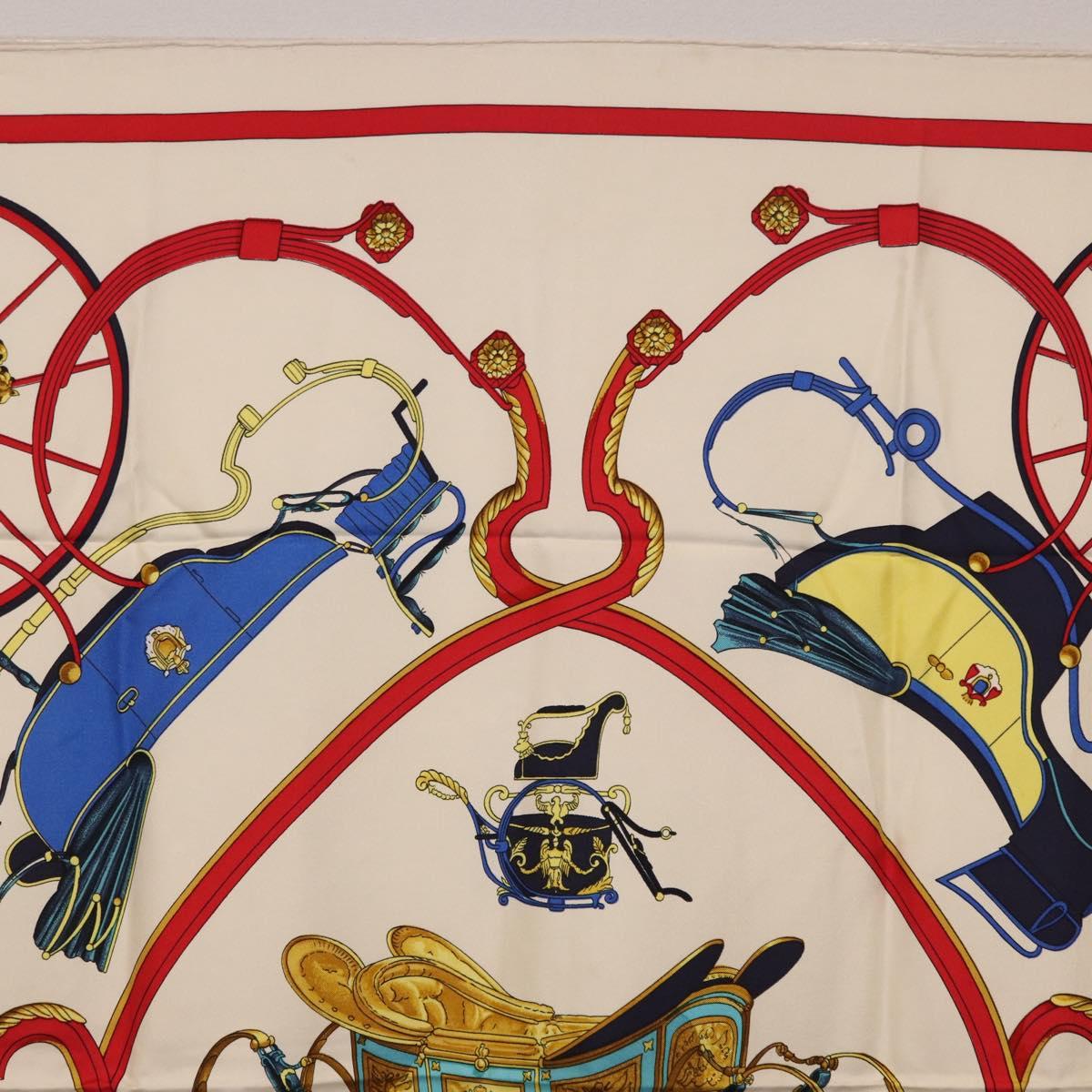 HERMES Carre 90 Scarf Silk ""SPRINGS"" Ivory Red Auth 194422