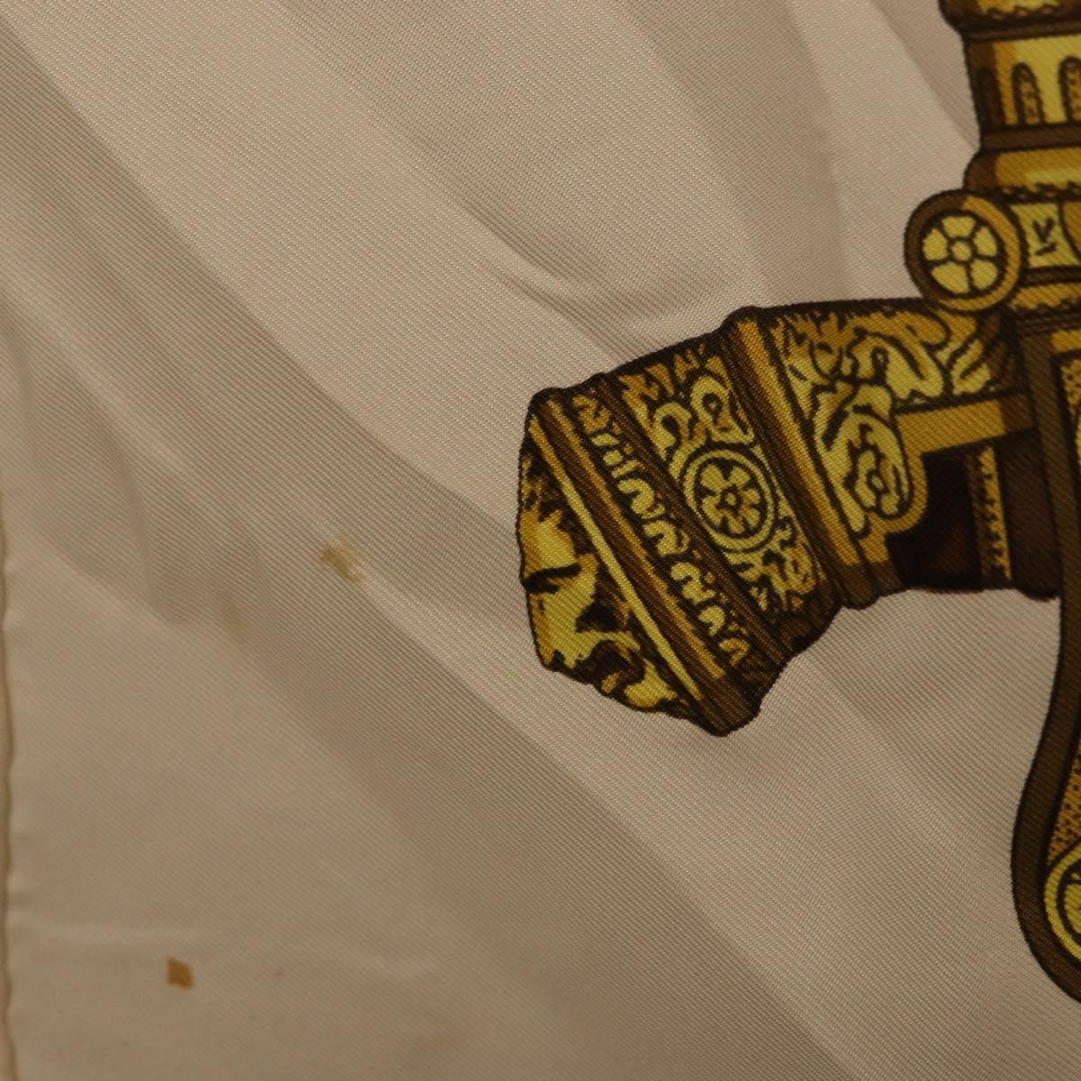 HERMES Carre 90 Scarf ”GRAND UNIFORME” Silk Beige Auth 194426