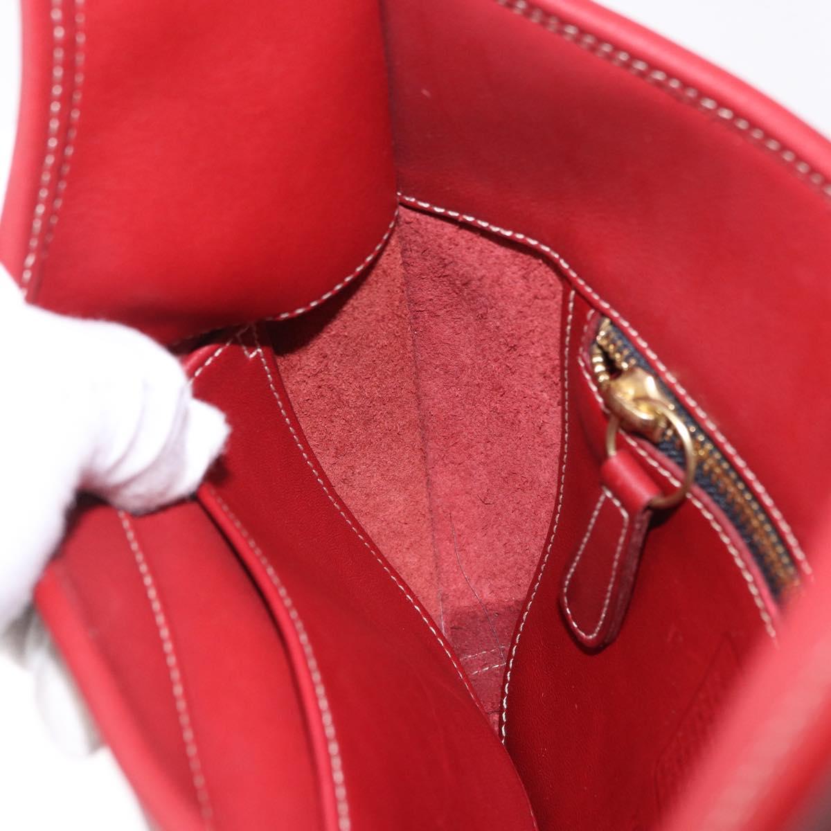 Coach Shoulder Bag Leather Red Gold Auth 194429A