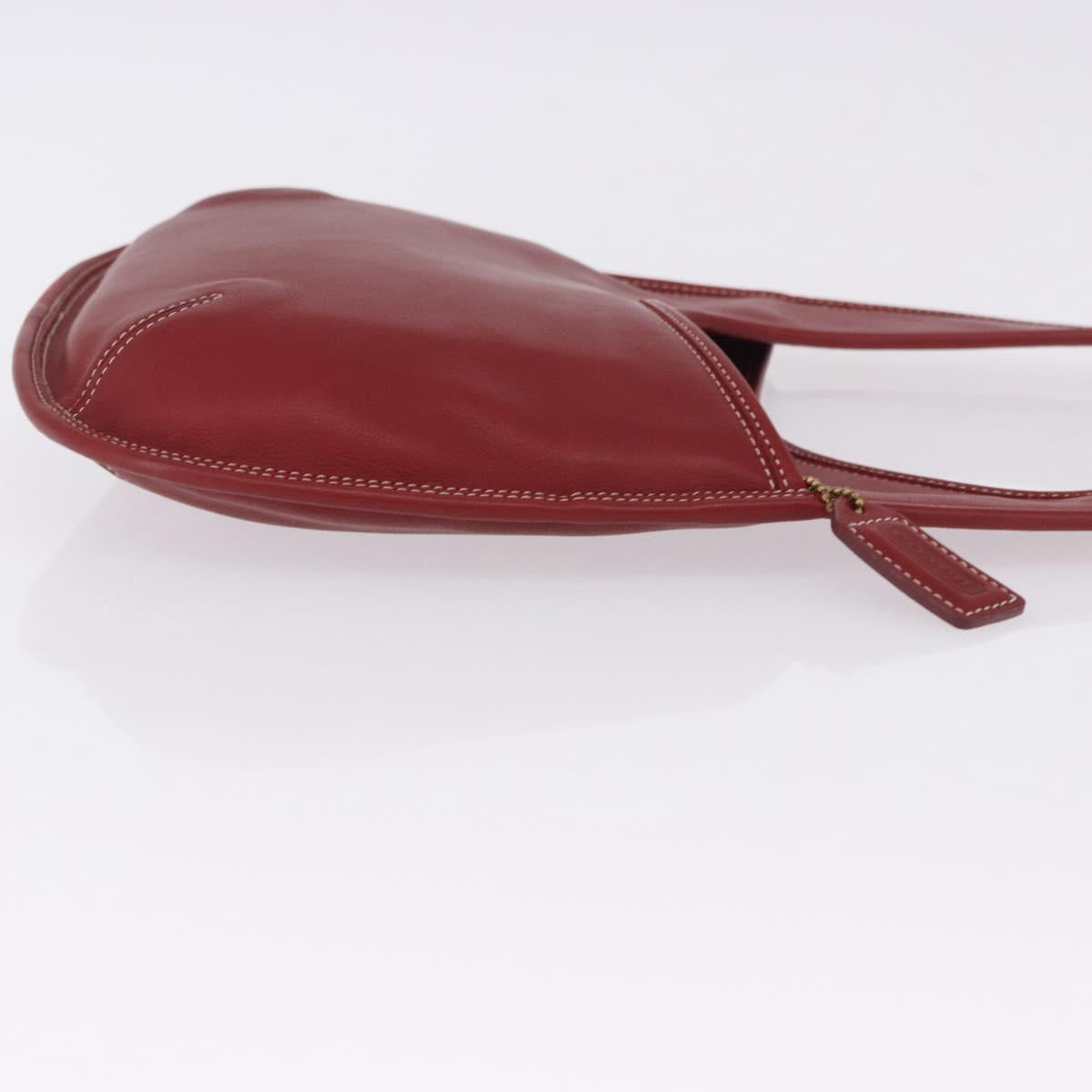 Coach Shoulder Bag Leather Red Gold Auth 194429A
