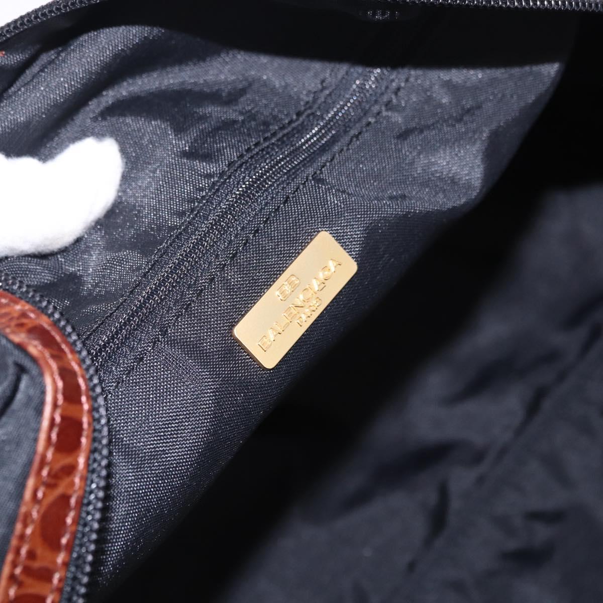 BALENCIAGA Hand Bag Nylon Black Gold Auth 194435