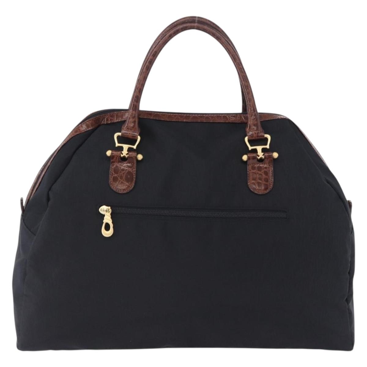 BALENCIAGA Hand Bag Nylon Black Gold Auth 194435